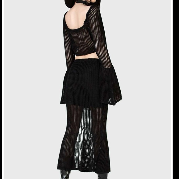NWT Killstar Widow’s Prey Skirt — XXL, Black Gothic Knit Trumpet Midi Skirt - Picture 4 of 4